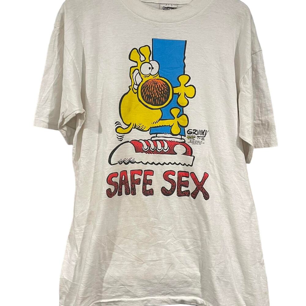 Vintage 90s Grimmy Safe Sex Comic Single Stitch Shirt Adult XL